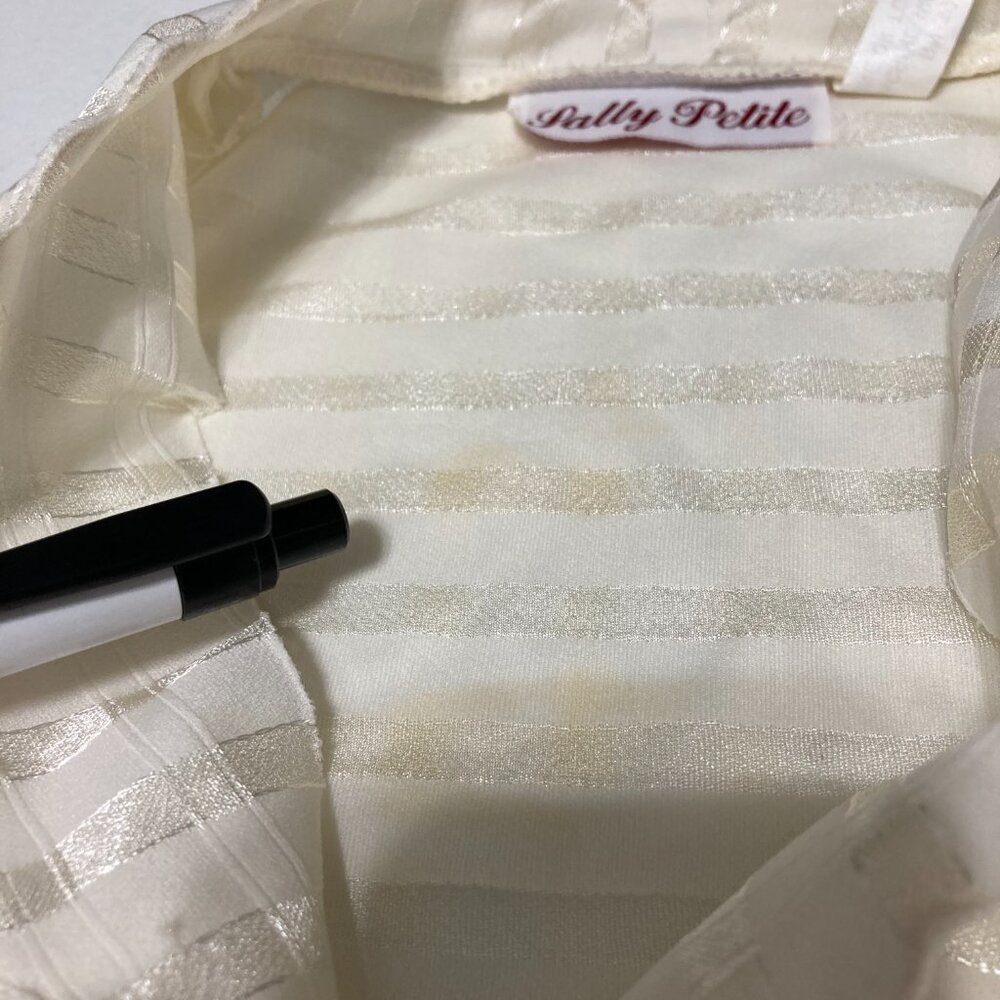 Vintage Sally Petite Knee Length Dress Sheer Coquette Fairy Unlined Cream Dainty - Picture 10 of 11